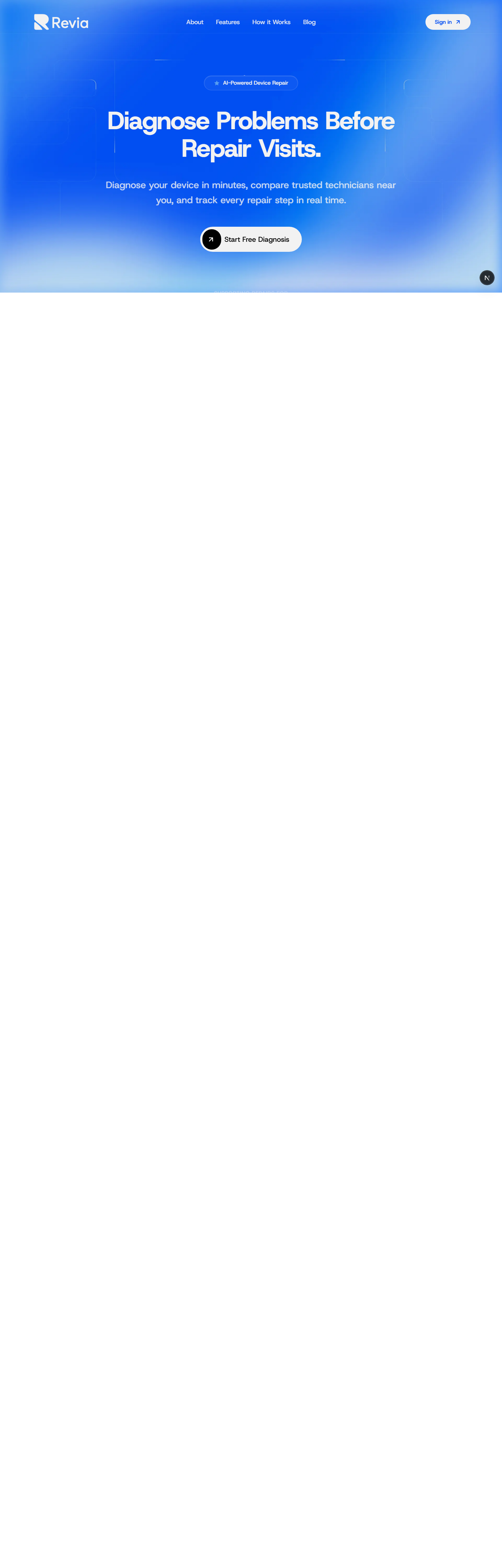 Revia - AI-Powered Repair Platform screenshot 3 - Showcasing project features and design