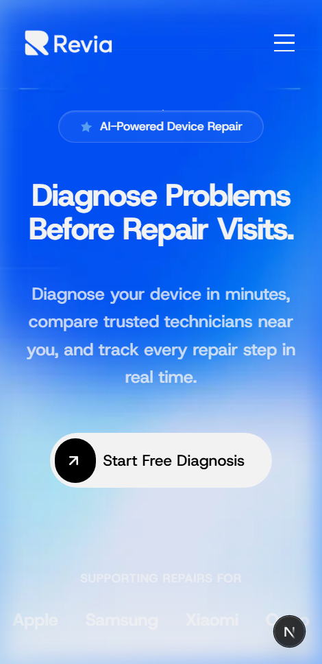 Revia - AI-Powered Repair Platform screenshot 1 - Showcasing project features and design